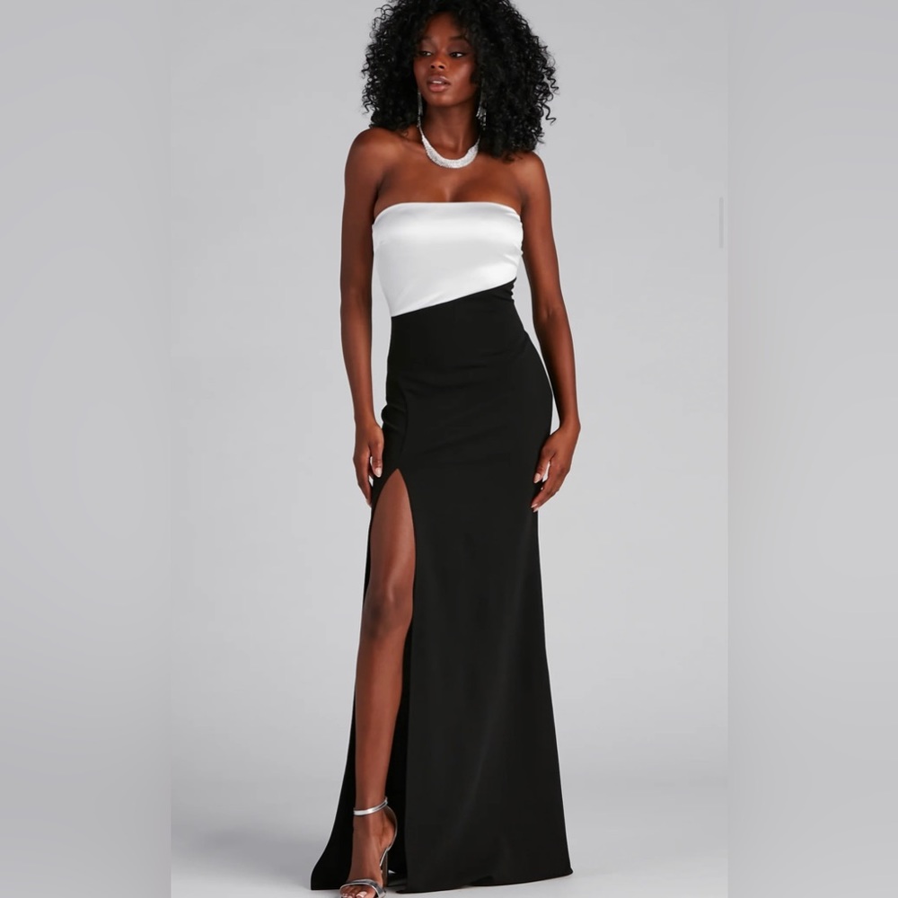 Black and white formal maxi dress